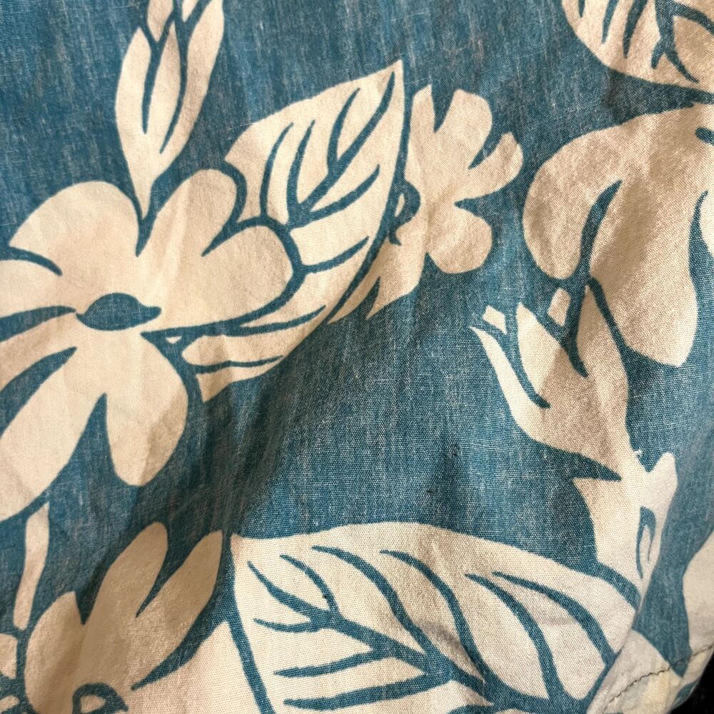 VTG Tori Richard Shirt Mens Large Blue Floral Hawaiian Aloha Made Hawaii Camp - Picture 10 of 12